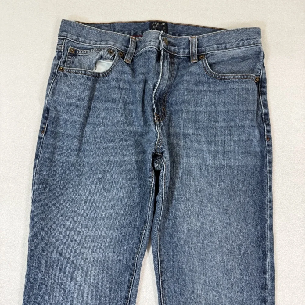 J Crew Jeans men's 33x30 Blue Denim The Driggs Straight Fits‎ Whisker Faded